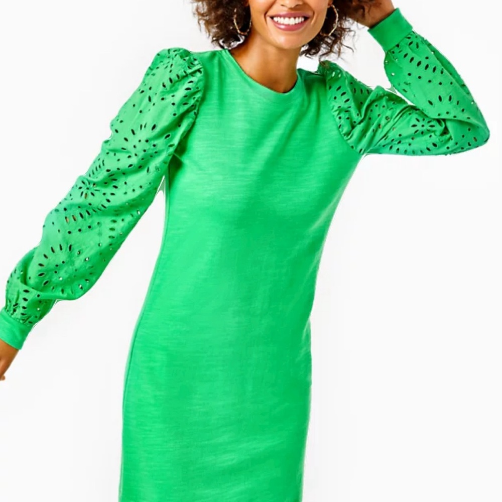 Lilly Pulitzer Eyelet Sleeve Jasona Dress Cabana Green Women’s